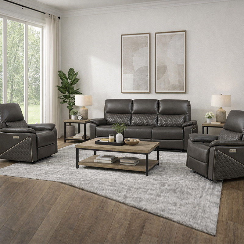 Leather 3-piece corium compositus electrica recubans stibadium paro