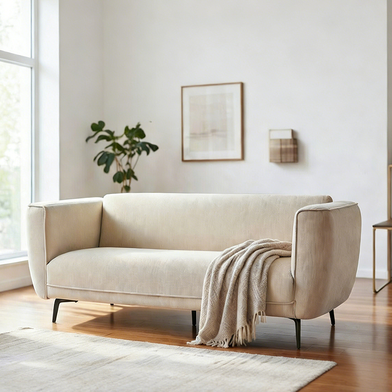 Modern corduroy ascensum loveseats lectum cum metallum pedes