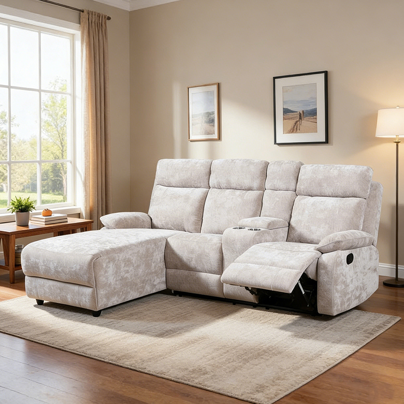 Chenille chaise sectionis stibadium cum Ottomanico