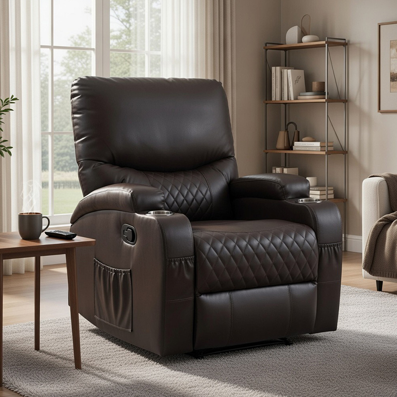 Supersunt Faux Leather Graecorum Reclinator Cathedra cum Duo Calicem Habitum