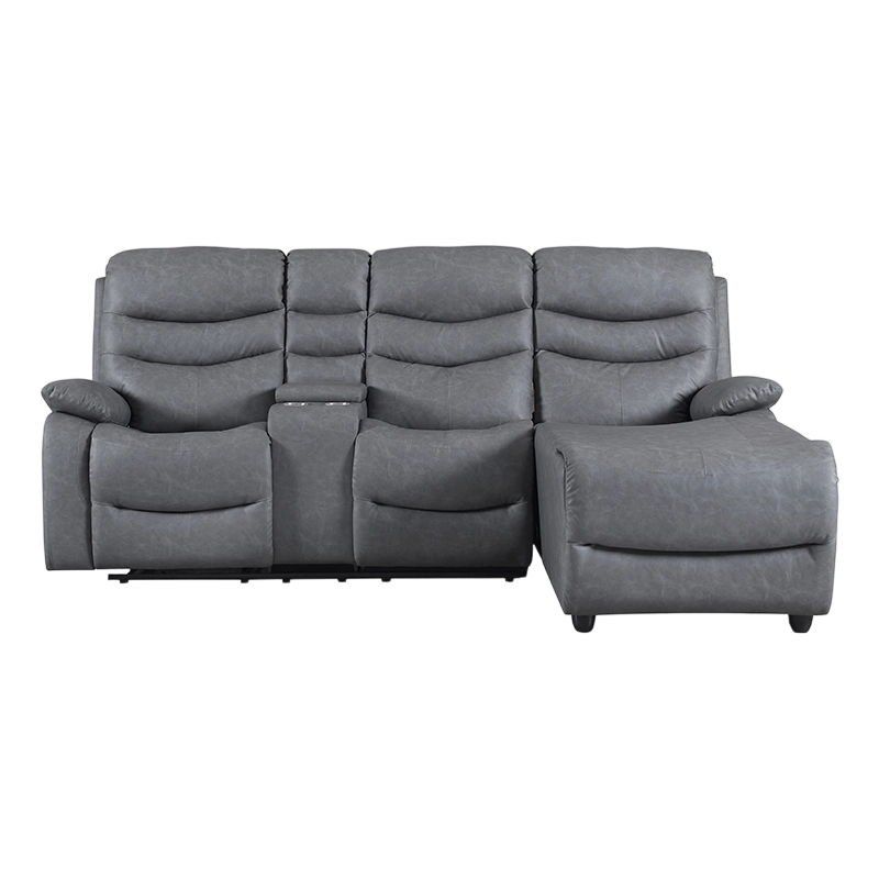 Blue Upholstered Manual Recumbe Sectionis cum Chaise et PRAECLUSIO