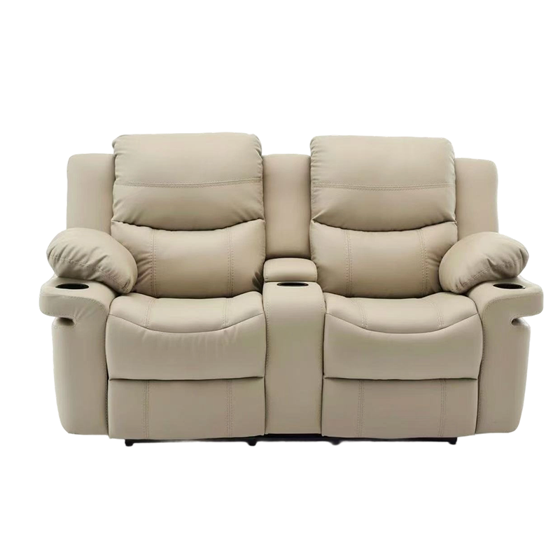 Leather Upholstered Manual Motion Loveseat Recliner Cathedra