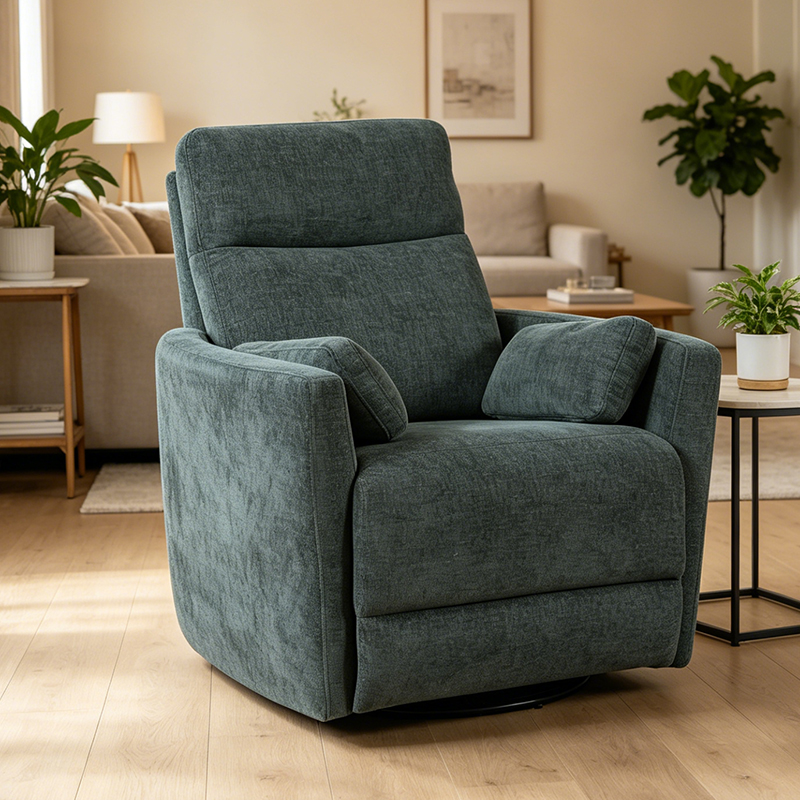 Modern Chenille Swivel Glider Recliner cum Cervicalia