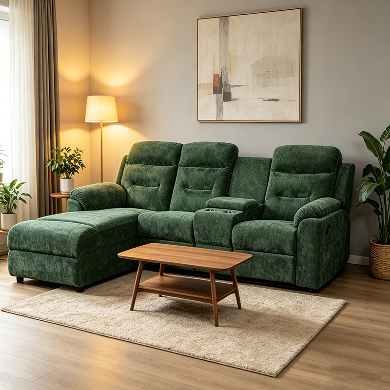 III personam Viridis Manual recubans Chaise Sectional cum at Console