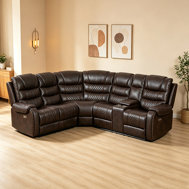 VI-Pcs Faux Leather Power recubans Sectional Conches pro sessorium